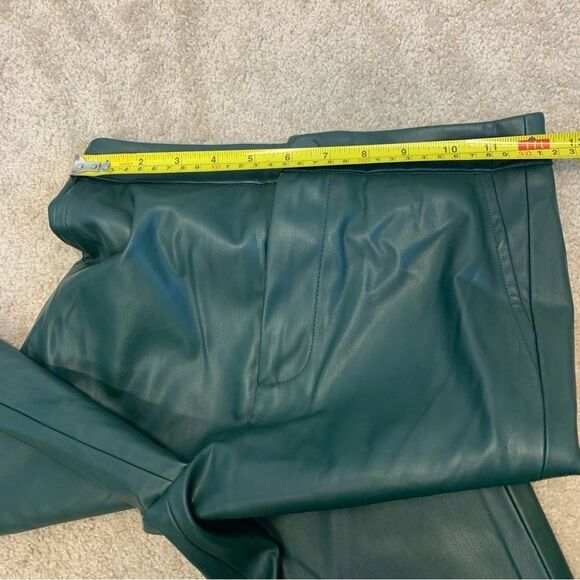 ZARA green faux leather hi-rise zipper hem leggings Sz XS NWT - Picture 11 of 15